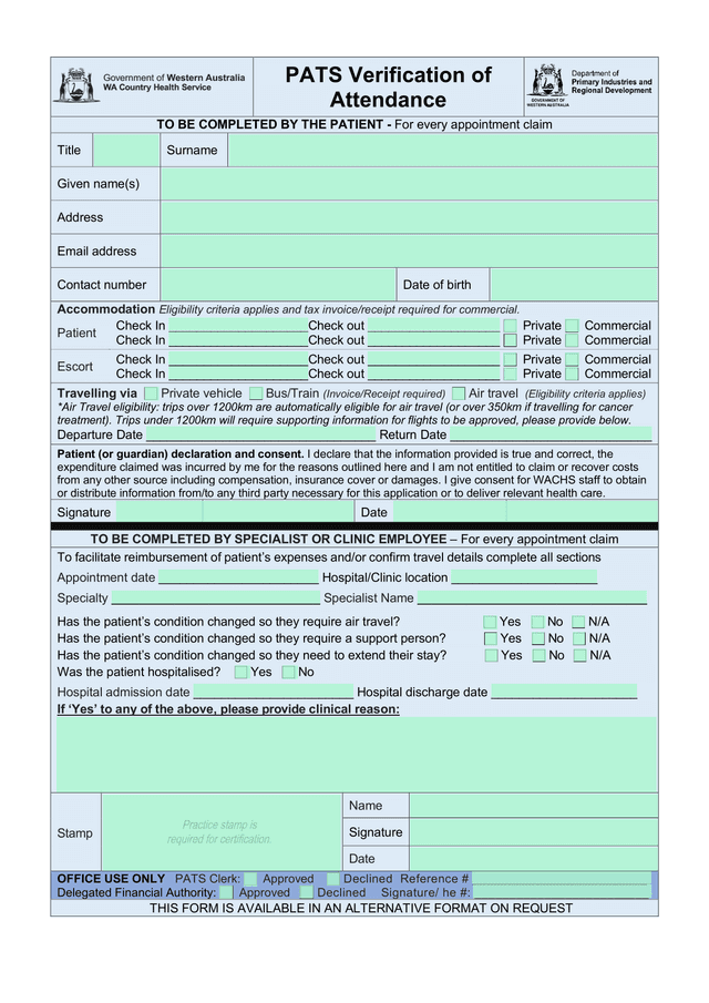 PATS Verification Of Attendance screenshot
