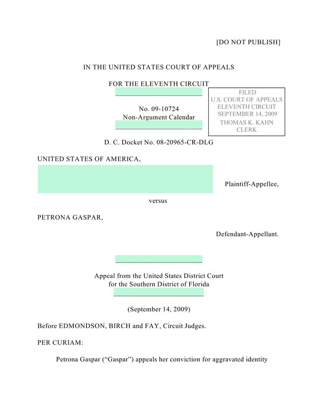 United States Court Of Appeals Eleventh Circuit Case No. 09 10724 screenshot