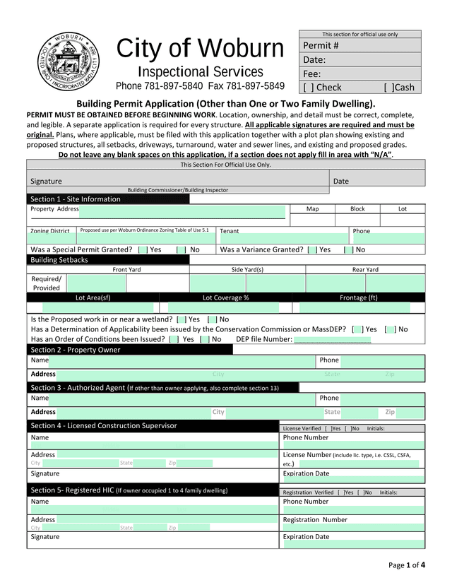 Building Permit Application (Other Than One Or Two Family Dwelling) screenshot