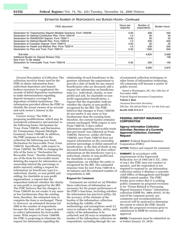 Declaration For Testamentary Deposit (Multiple Grantors), Form 720009 screenshot