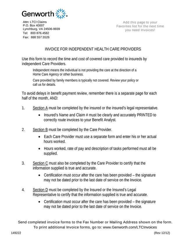 Invoice For Independent Health Care Providers screenshot