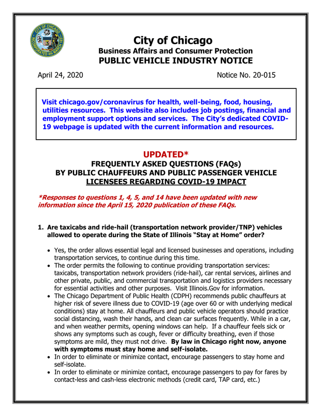 Public Vehicle Industry Notice screenshot