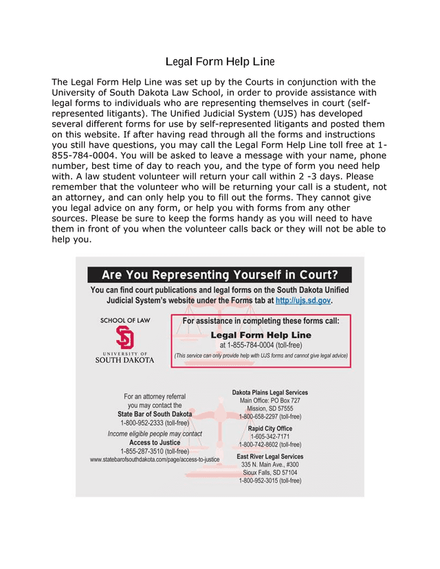 Legal Form Help Line screenshot