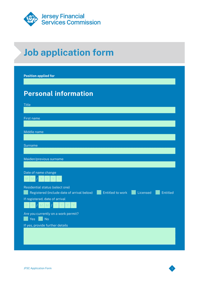 JFSC Application Form screenshot