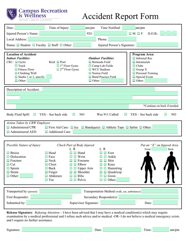 Accident Report Form screenshot