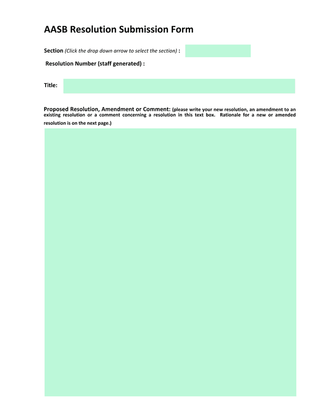 AASB Resolution Submission Form screenshot
