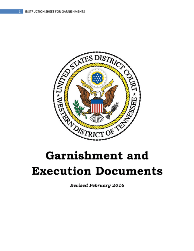 Instruction Sheet For Garnishments screenshot