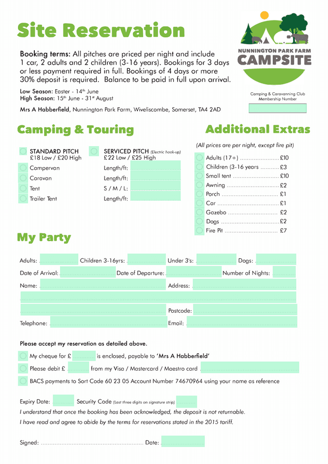 Site Reservation screenshot