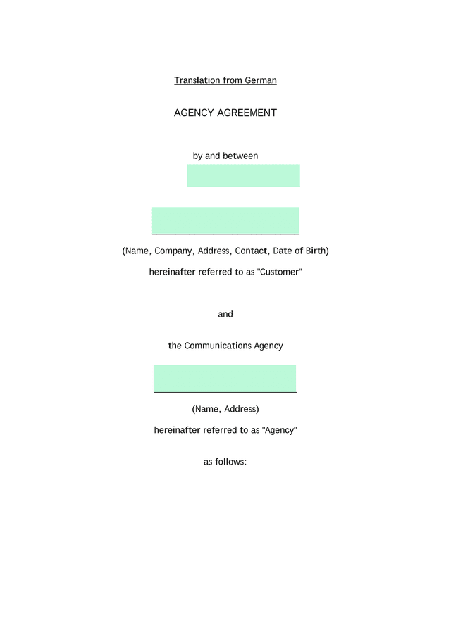 AGENCY AGREEMENT screenshot