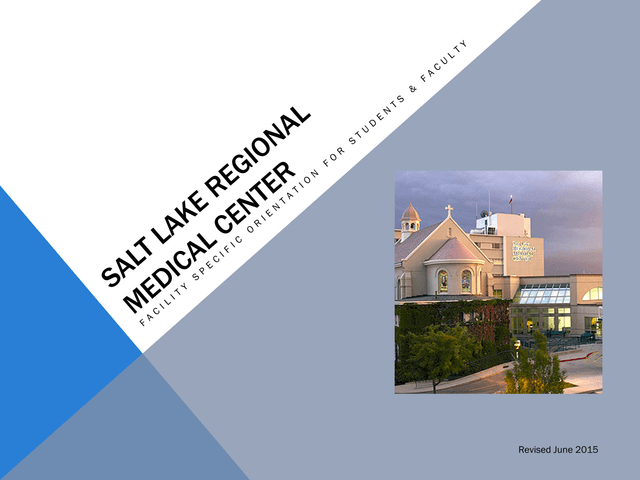 Salt Lake Regional Medical Center Student Orientation Module screenshot