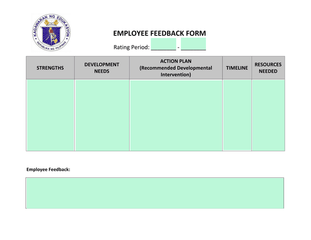 EMPLOYEE FEEDBACK FORM screenshot
