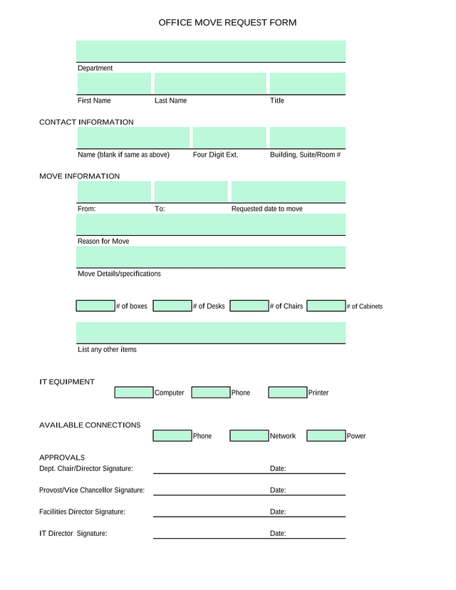 OFFICE MOVE REQUEST FORM screenshot
