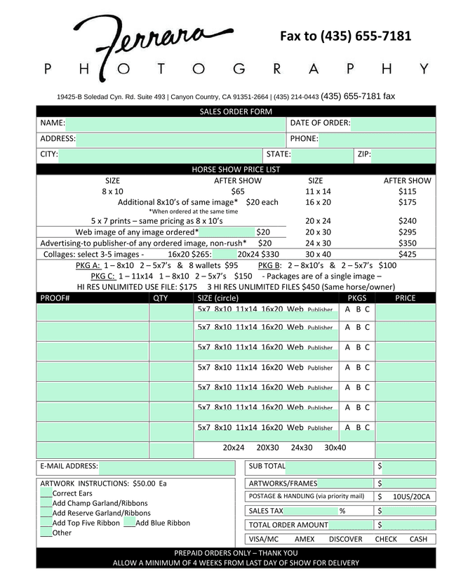 Sales Order Form screenshot