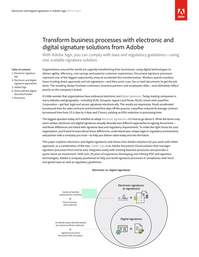 Electronic And Digital Signatures In Adobe Sign White Paper screenshot