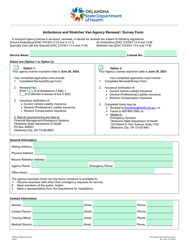 2024 Agency RenewalSurvey Form screenshot