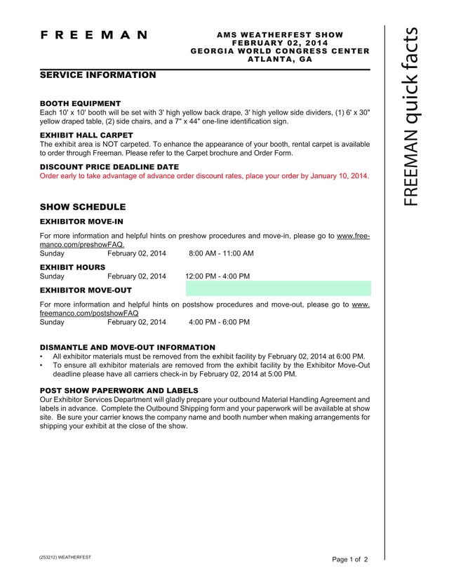AMS WeatherFest Show Service Information screenshot