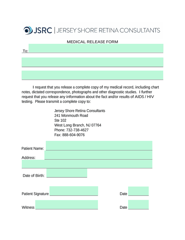 MEDICAL RELEASE FORM screenshot