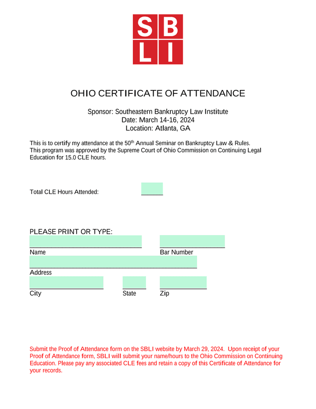 Ohio Certificate Of Attendance screenshot