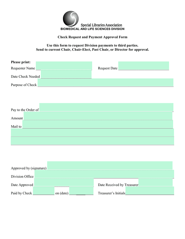 Check Request And Payment Approval Form screenshot