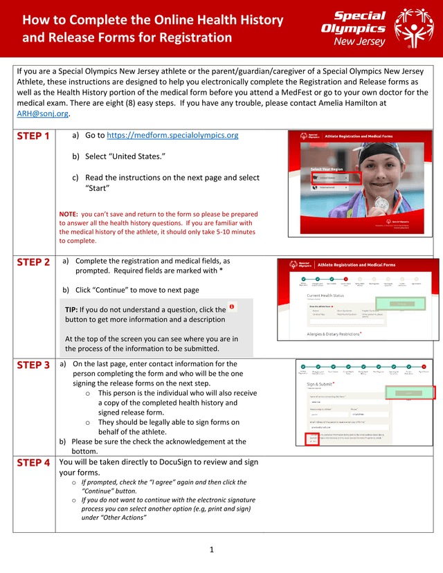 How To Complete The Online Health History And Release Forms For Registration screenshot