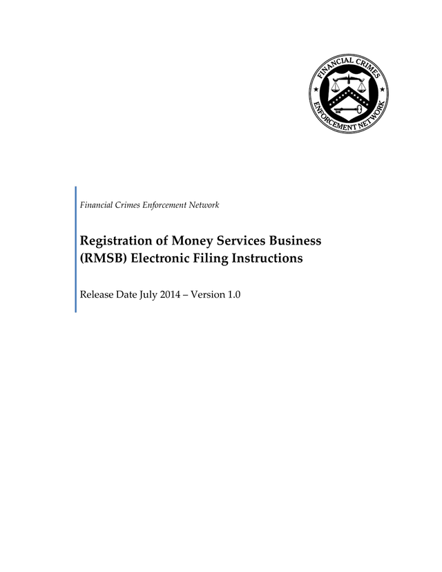 Registration Of Money Services Business (RMSB) Electronic Filing Instructions screenshot