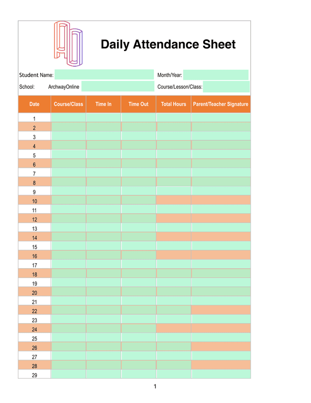 Daily Attendance Sheet screenshot
