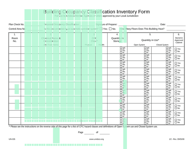 Building Occupancy Classification Inventory Form screenshot