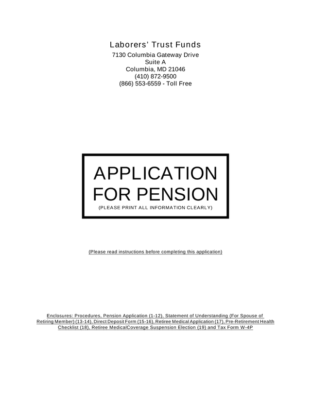 Application For Pension screenshot