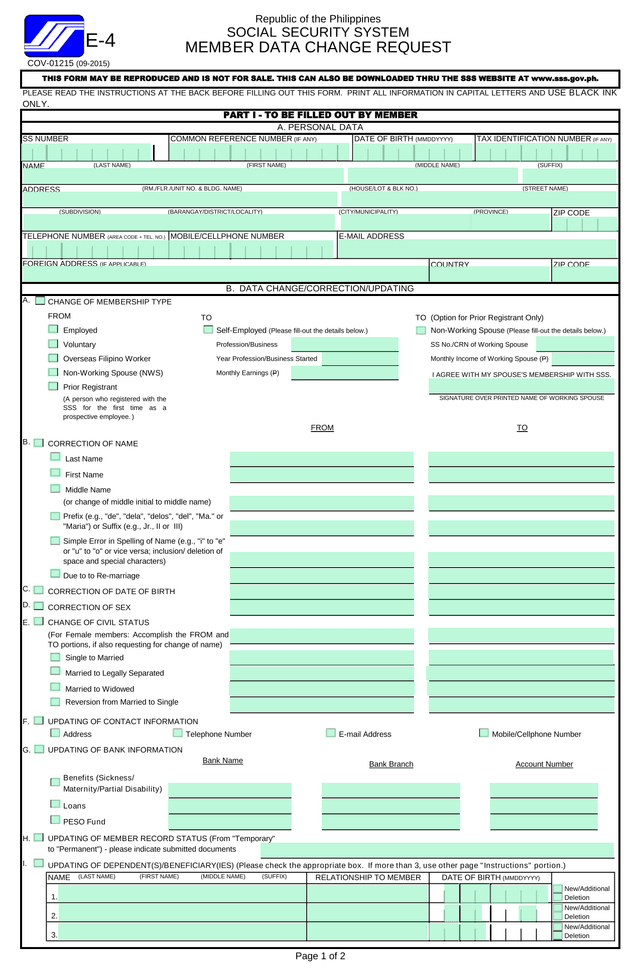 Member Record Update Form screenshot