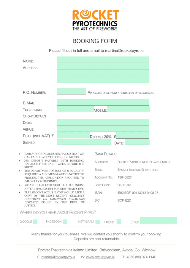 Booking Form screenshot