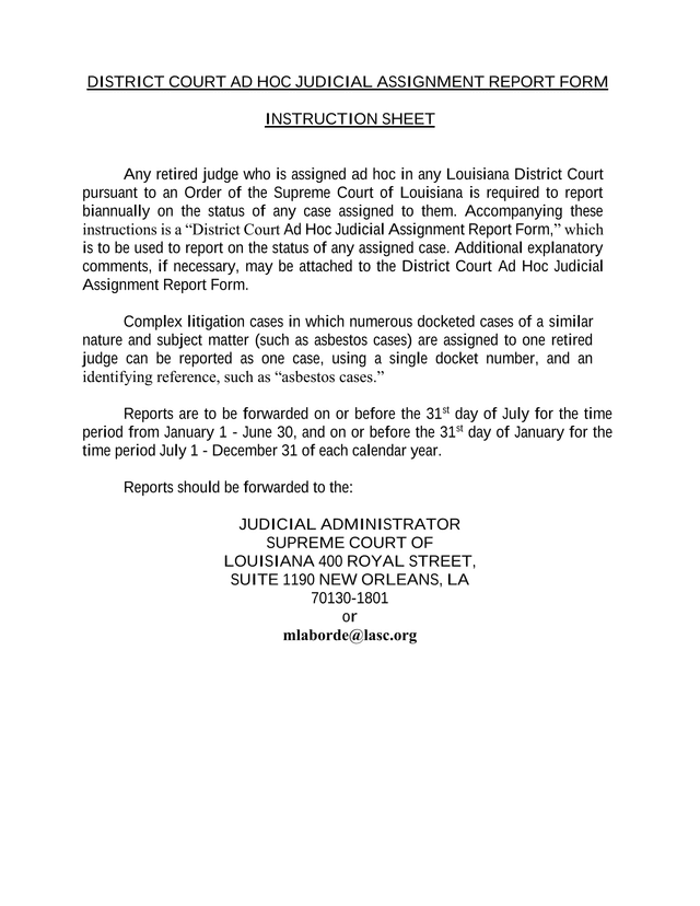 DISTRICT COURT AD HOC JUDICIAL ASSIGNMENT REPORT FORM screenshot