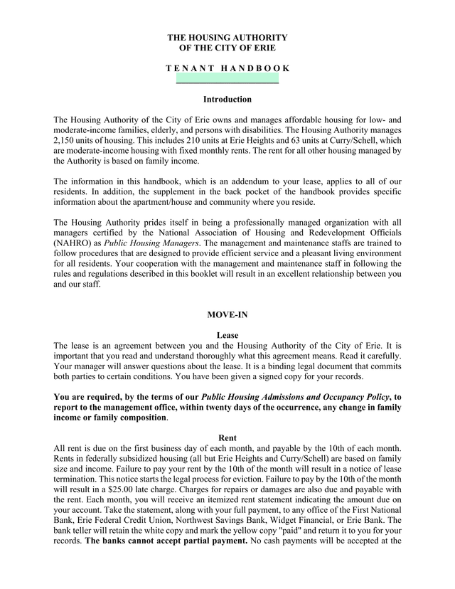 Tenant Handbook screenshot