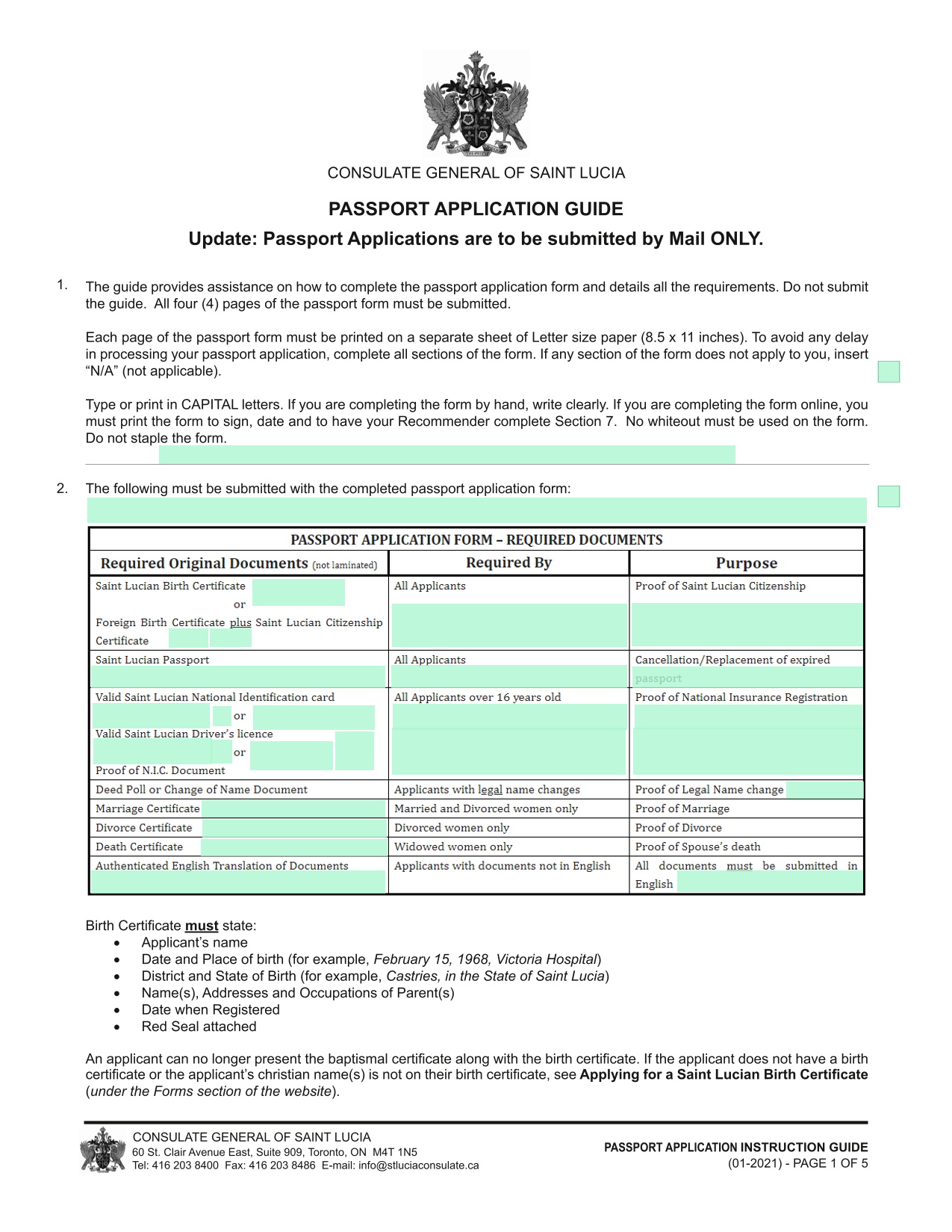 PASSPORT APPLICATION INSTRUCTION GUIDE screenshot
