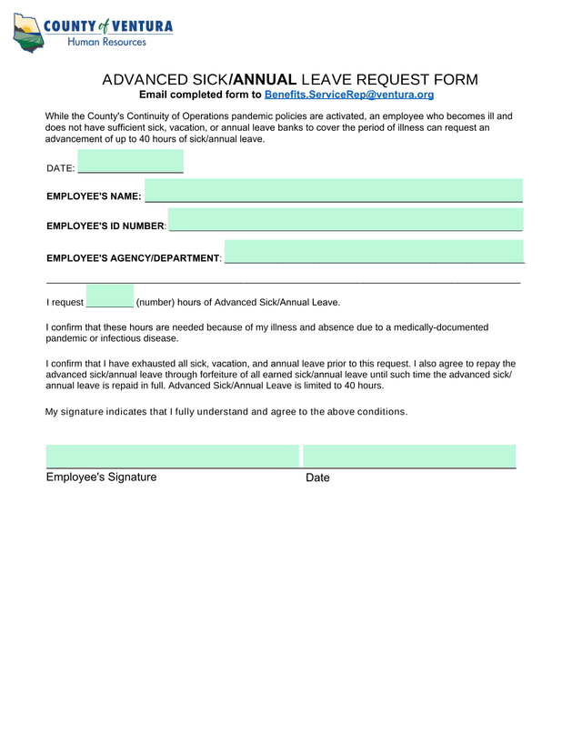 Advanced SickAnnual Leave Request Form screenshot