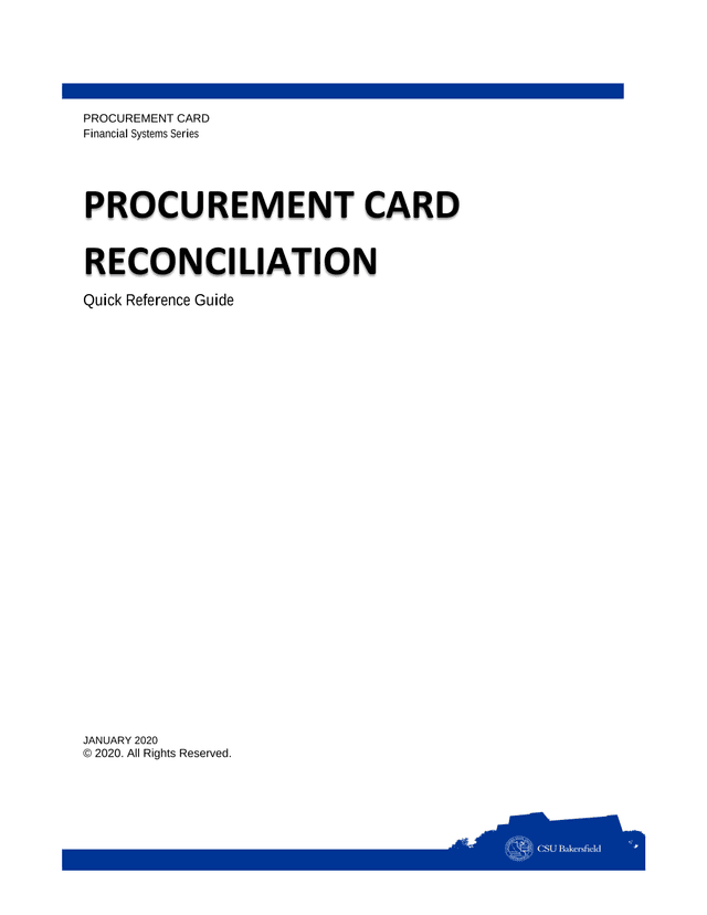 PROCUREMENT CARD RECONCILIATION Quick Reference Guide screenshot