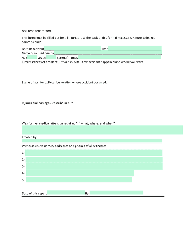 Accident Report Form screenshot