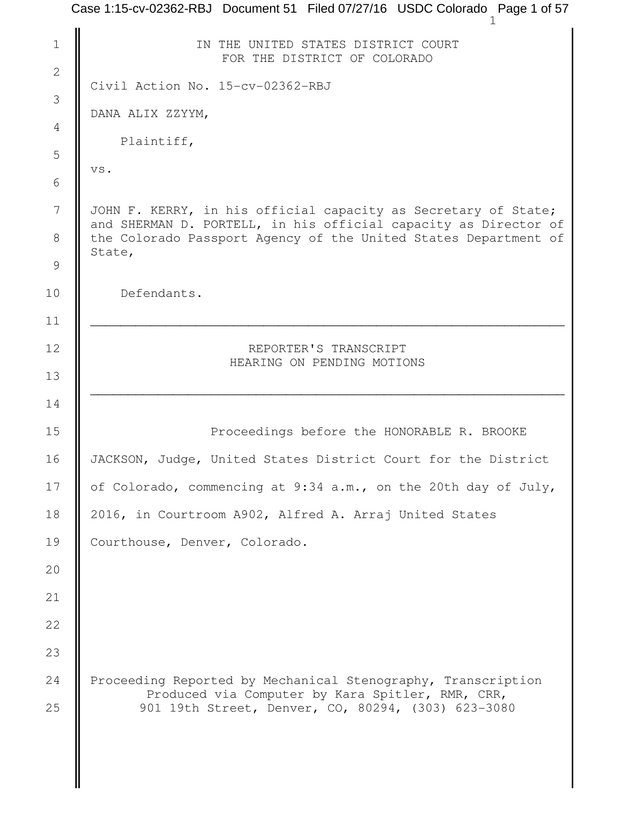 ReporterS Transcript   Hearing On Pending Motions screenshot