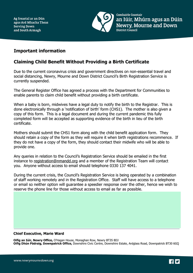 Claiming Child Benefit Without Providing A Birth Certificate screenshot
