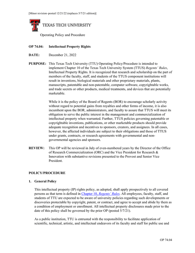 OP 74.04 Intellectual Property Rights screenshot