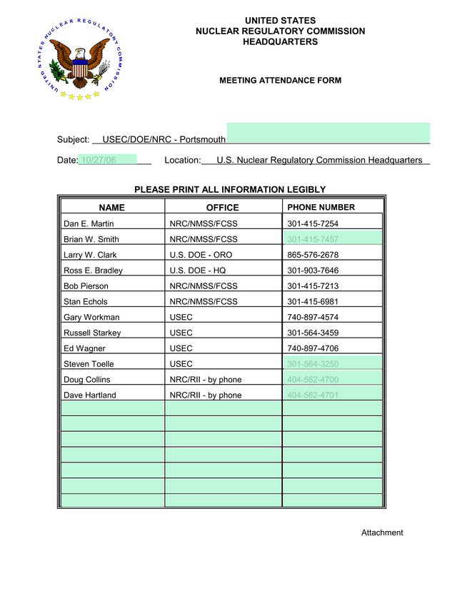 MEETING ATTENDANCE FORM screenshot