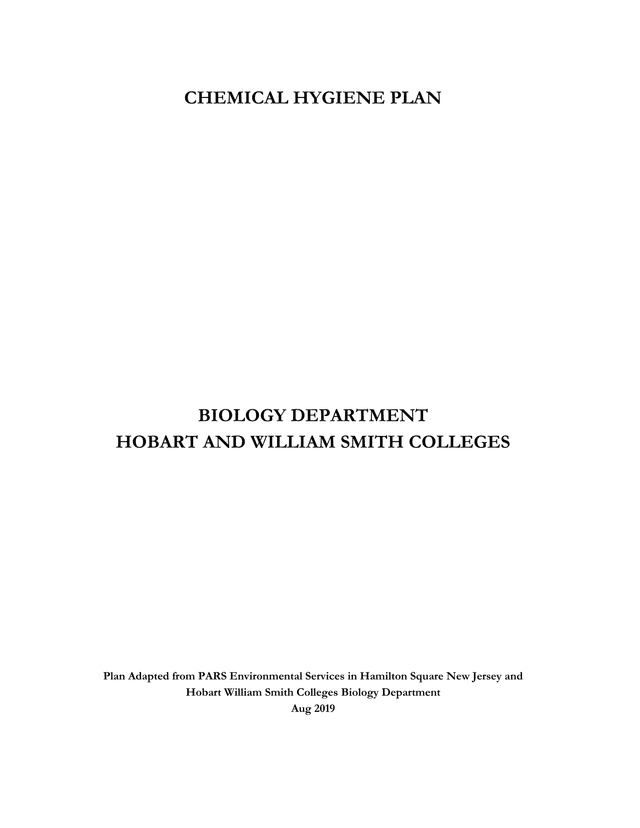 Chemical Hygiene Plan screenshot