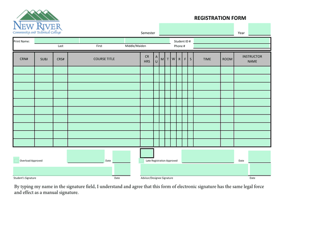 Registration Form screenshot