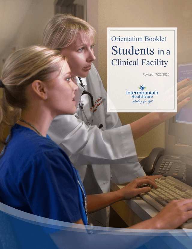 Orientation Booklet Students In A Clinical Facility screenshot