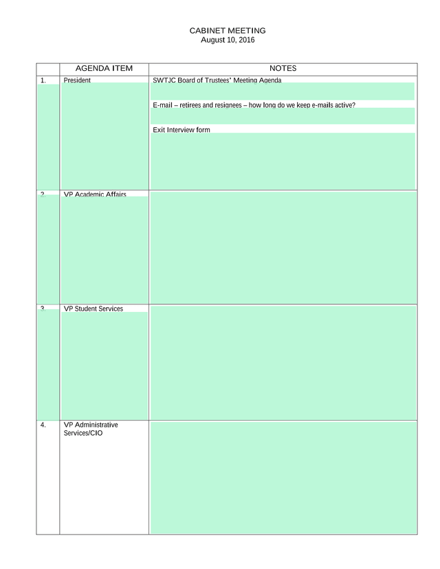 SWTJC Cabinet Meeting Minutes screenshot