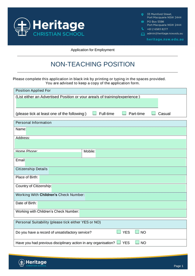 Application For Employment   Non Teaching Position screenshot