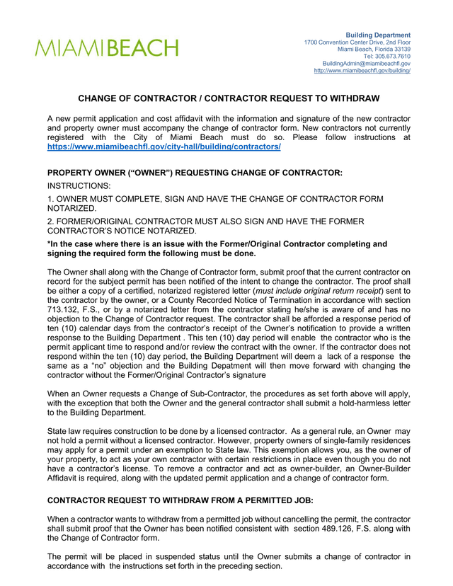 Change Of Contractor  Contractor Request To Withdraw screenshot