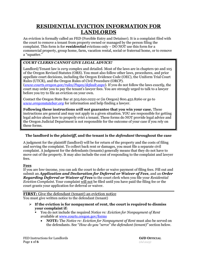Residential Eviction Information For Landlords screenshot