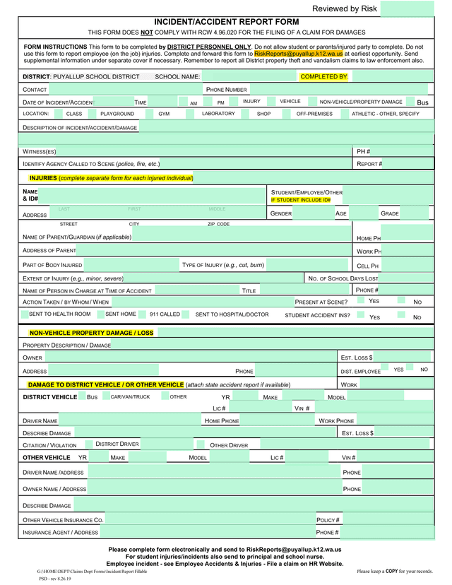 IncidentAccident Report Form screenshot