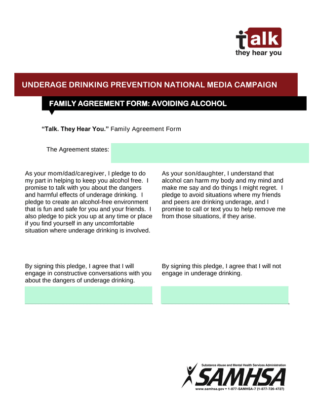 Talk. They Hear You. Family Agreement Form screenshot