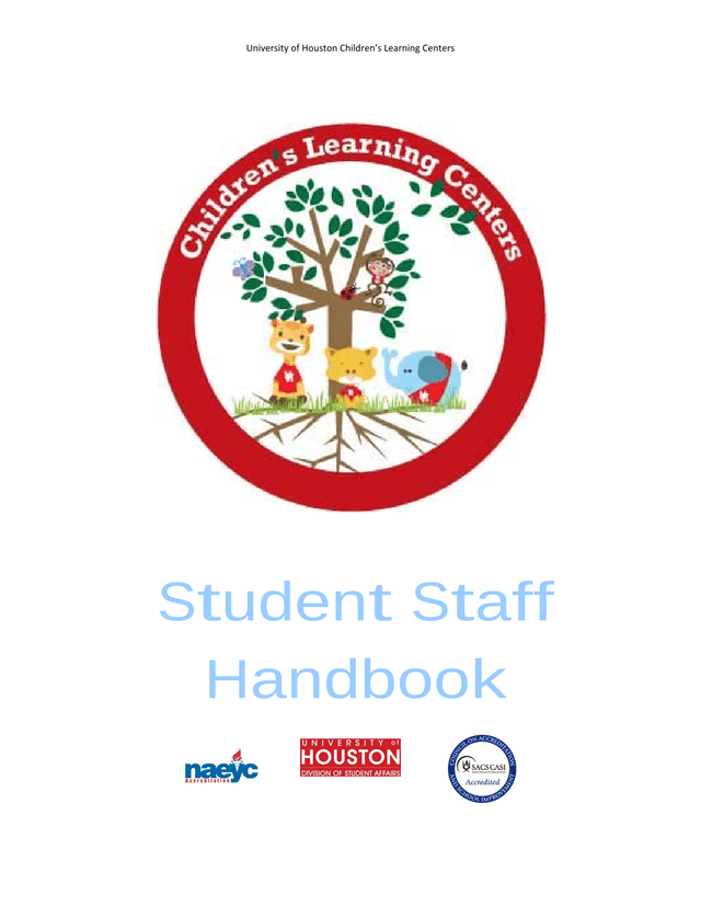 University Of Houston ChildrenS Learning Centers Student Staff Handbook screenshot